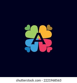 DATA DIGITAL HEART LOGO LETTER A