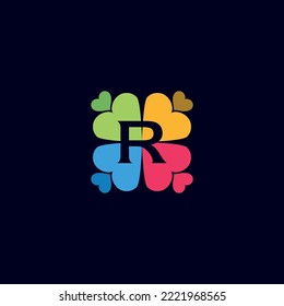 DATA DIGITAL HEART LOGO LETTER R