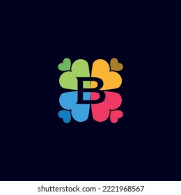 DATA DIGITAL HEART LOGO LETTER B