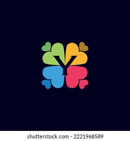 DATA DIGITAL HEART LOGO LETTER Y