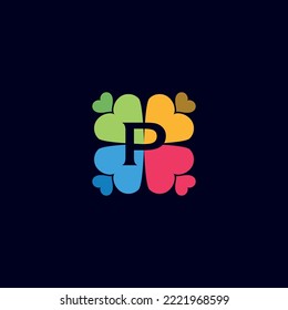 DATA DIGITAL HEART LOGO LETTER P