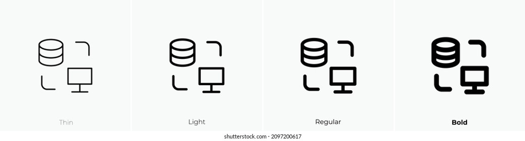 data display icon. Thin, Light Regular And Bold style design isolated on white background