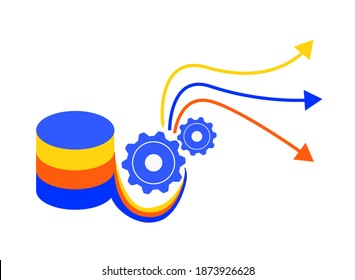 Data distribution service. Collect, process and send data in internet of things. Scalable machine-to-machine data exchanges. Vector concept illustration.