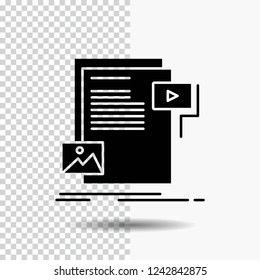 data, document, file, media, website Glyph Icon on Transparent Background. Black Icon