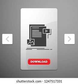 data, document, file, media, website Glyph Icon in Carousal Pagination Slider Design & Red Download Button