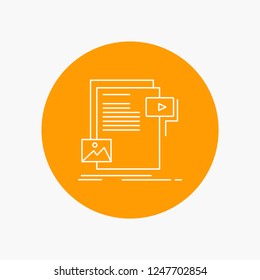 data, document, file, media, website White Line Icon in Circle background. vector icon illustration
