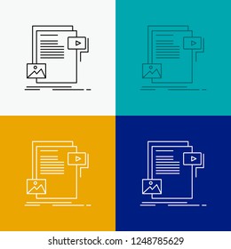 data, document, file, media, website Icon Over Various Background. Line style design, designed for web and app. Eps 10 vector illustration