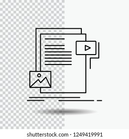 data, document, file, media, website Line Icon on Transparent Background. Black Icon Vector Illustration