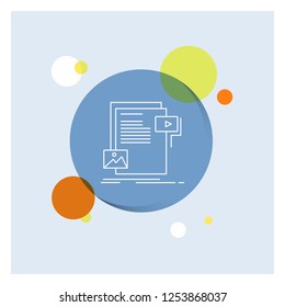 data, document, file, media, website White Line Icon colorful Circle Background