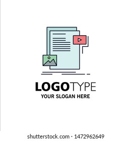 data, document, file, media, website Flat Color Icon Vector