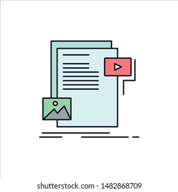 data, document, file, media, website Flat Color Icon Vector