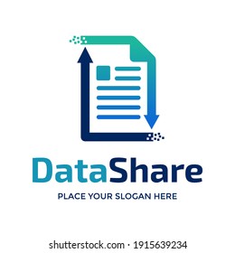 Data or document share vector logo template. This design use arrow digital symbol. Suitable for work or business.
