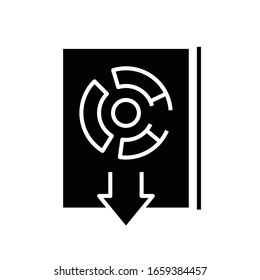 Data download black icon, concept illustration, vector flat symbol, glyph sign.