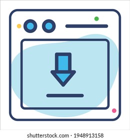 Flachzeilenbild-Symbol für Datendownload - moderne Illustration