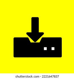 data download process. logo vector icon or illustration isolated on a yellow background.