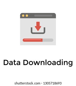 Data downloading flat icon 