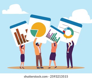 Data driven or data analysis, chart and graph report, analytics, research and optimization, big data or intelligence information, insight concept