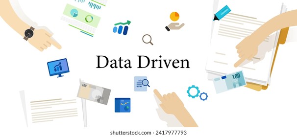 data driven analysis data information business decision making marketing statistics management with increase graph