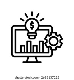 Ilustración vectorial de esquema de icono de negocio basado en datos