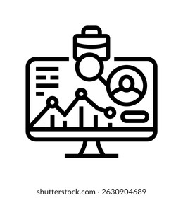 data driven recruitment analytics head hunting line icon vector. data driven recruitment analytics head hunting sign. isolated contour symbol black illustration