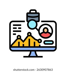 datengesteuerte Rekrutierung Analytics Kopf Jagd Farbe Symbol Vektor. datengesteuertes Rekrutierungsanalytik-Kopfjagd-Zeichen. einzelne Symbolgrafik