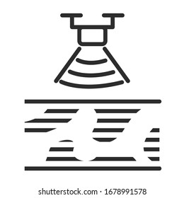 Data from a drone about wetlands are.Monitoring condition agricultural land .Smart agriculture cartoon concepts with outline. Scanning the soil for swamps.Outline icon vector smart farm.