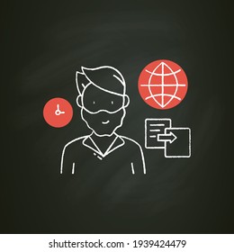 Data duplication chalk icon. Ease duplication data across the Internet. Copied information, plagiarism. Information overload concept. Isolated vector illustration on chalkboard
