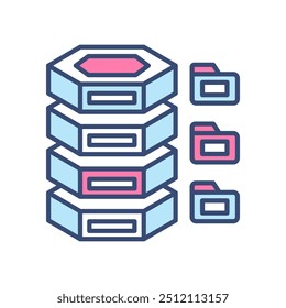 Data DynamoDB Icono de color de relleno, Ilustración vectorial
