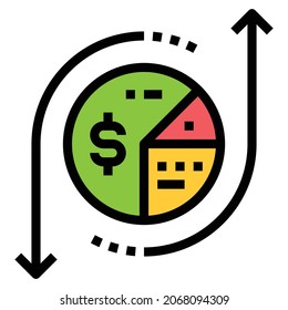 DATA ECONOMIC LINE COLOR ICON VECTOR