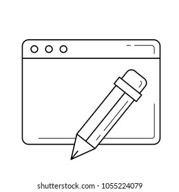 Data editing line icon isolated on white background. Vector line icon of data editing for infographic, website or app.