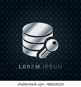 Data Encryption 3D Silver/Platinum/Steel Metallic Premium Icon / Logo Design