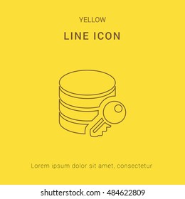 Data Encryption Cute yellow thin line icon / logo Design