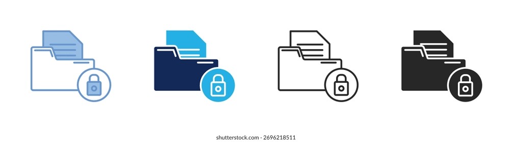 Coleção de Ícones de Criptografia de Dados com Vários Estilos