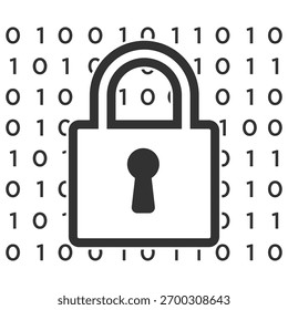 Ícone de criptografia de dados. Proteção de código digital e bloqueio de segurança cibernética em fundo transparente