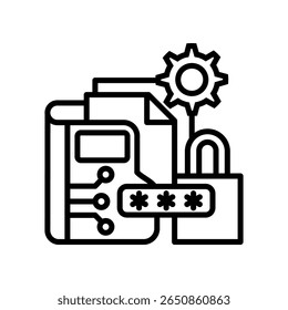 Ilustração do vetor de linha de ícone de criptografia de dados