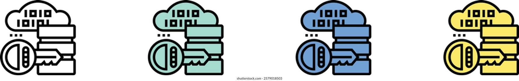 data encryption icon. Outline, Green, Blue and Yellow Style Design Isolated On White Background