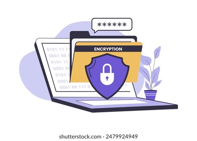 Data encryption illustration concept. Illustration for websites, landing pages, mobile applications, posters and banners. Trendy flat vector illustration