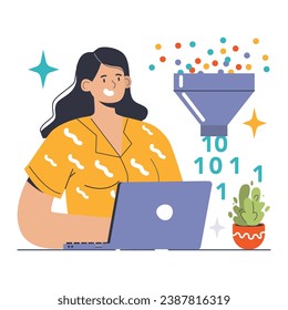 Data encryption. Personal information, internet access or database protection. Cyber security and privacy. Flat vector illustration