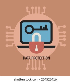 Data encryption and protection. Vector illustrarion