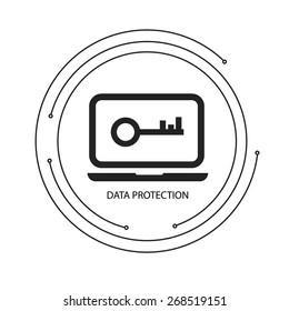 Data encryption and protection. Vector illustrarion