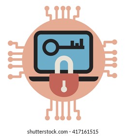 Data Encryption And Protection. Vector Illustrarion