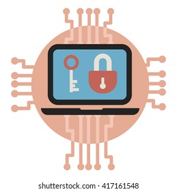 Data encryption and protection. Vector illustrarion