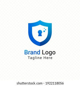 data encryption security shield guard lock hole logo vector graphic design