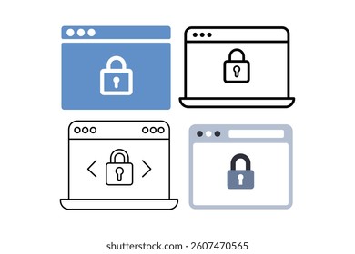 Data Encryption Symbol Vector Collections, cybersecurity padlock icon, secure server lock symbol, padlock on web icon, secure website vector icon