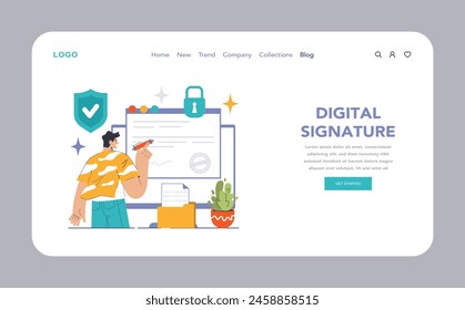 Data encryption web or landing. Personal information, internet access or database protection. Cyber security and privacy. Flat vector illustration
