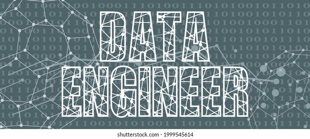 Data engineer text. Lines with dots connected style