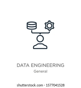 Data engineering icon. Thin linear data engineering outline icon isolated on white background from general collection. Line vector sign, symbol for web and mobile