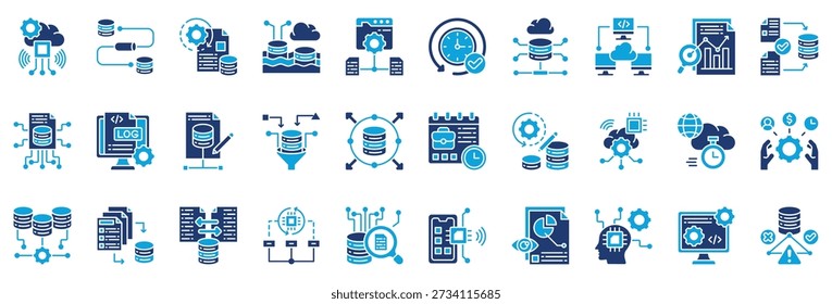 Data Engineriing Icon Collection Set. Glyph Color Style Icon Vector Illustration.