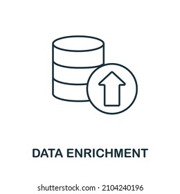 Data Enrichment Icon. Zeilenelement aus der Kundenbeziehung-Auflistung. Linear Data Enrichment Symbol für Webdesign, Infografiken und mehr.