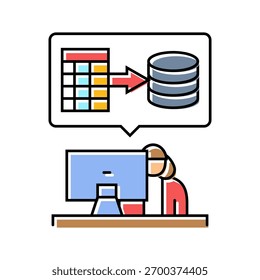 data entry administrative assistant color icon vector. data entry administrative assistant sign. isolated symbol illustration